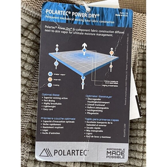 POLARTEC Power Dry Drawers Mid Weight Cold Weather Gen III Olive Large-Reg NWT - Picture 10 of 11
